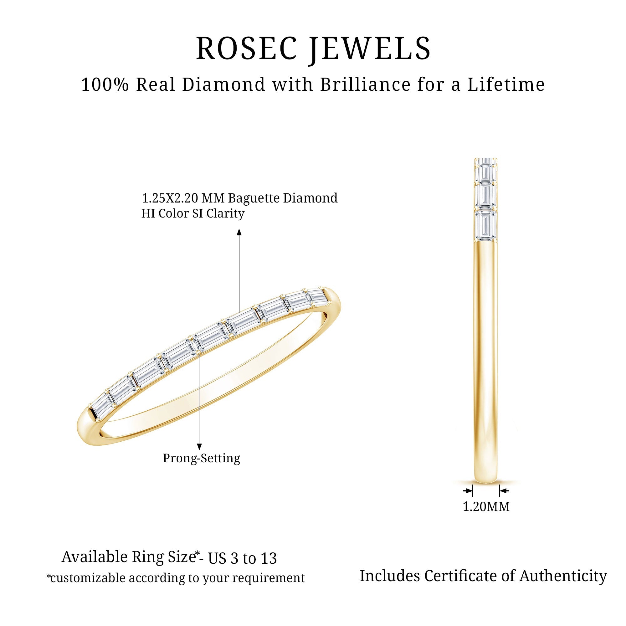 Baguette Diamond East West Stackable Ring
