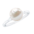 Real 7.48 Carat Freshwater Pearl Solitaire Engagement Ring with Diamond