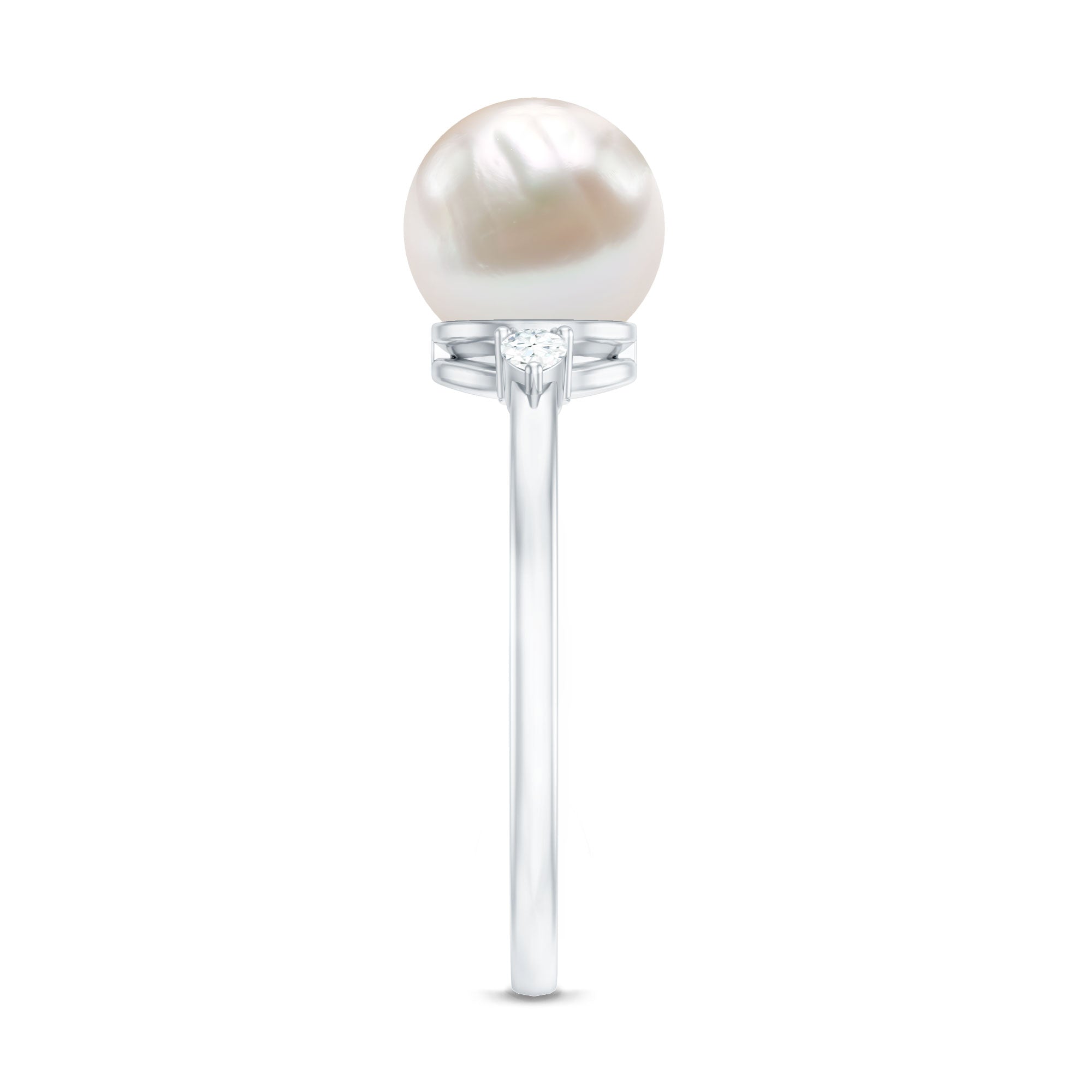 Real 7.48 Carat Freshwater Pearl Solitaire Engagement Ring with Diamond
