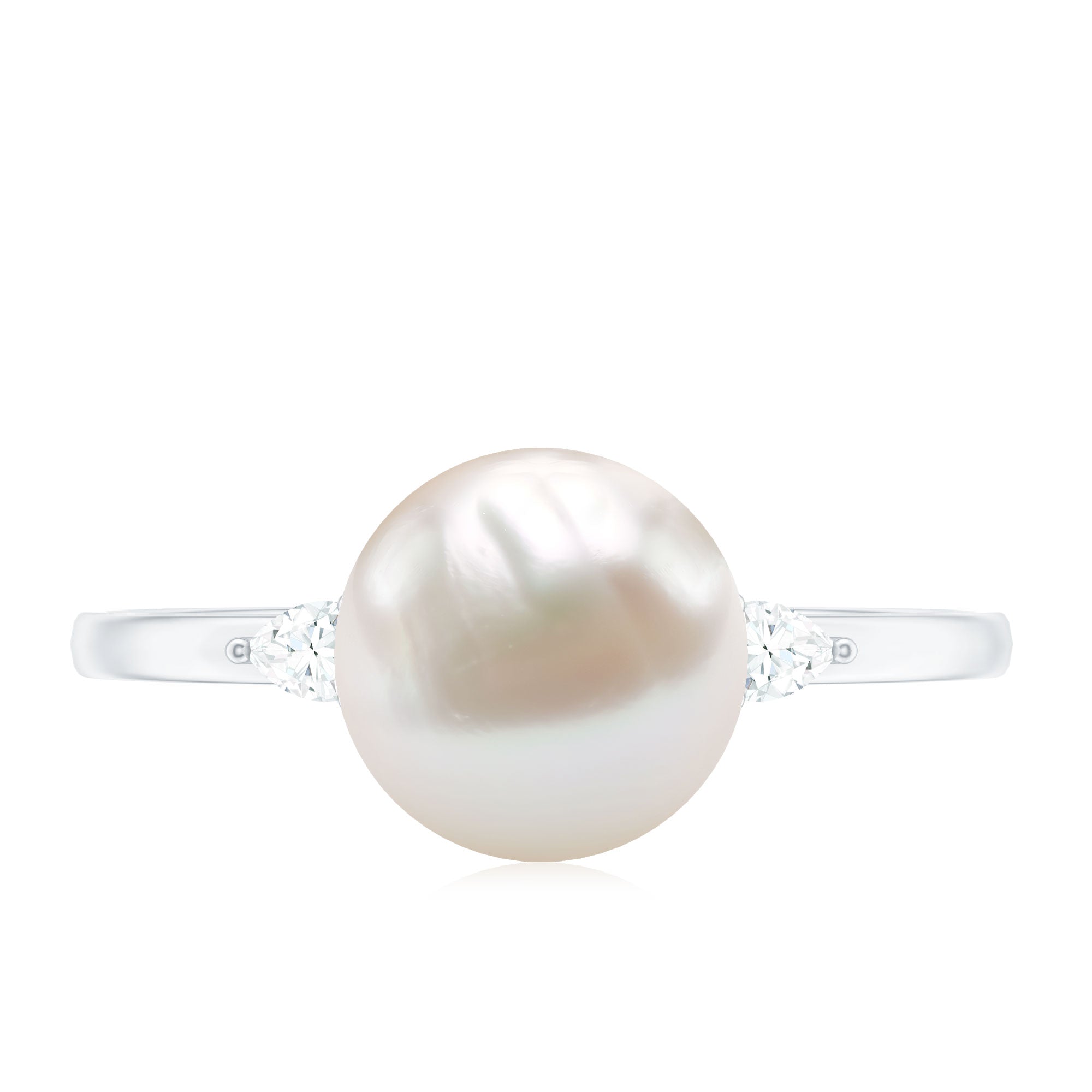 Real 7.48 Carat Freshwater Pearl Solitaire Engagement Ring with Diamond