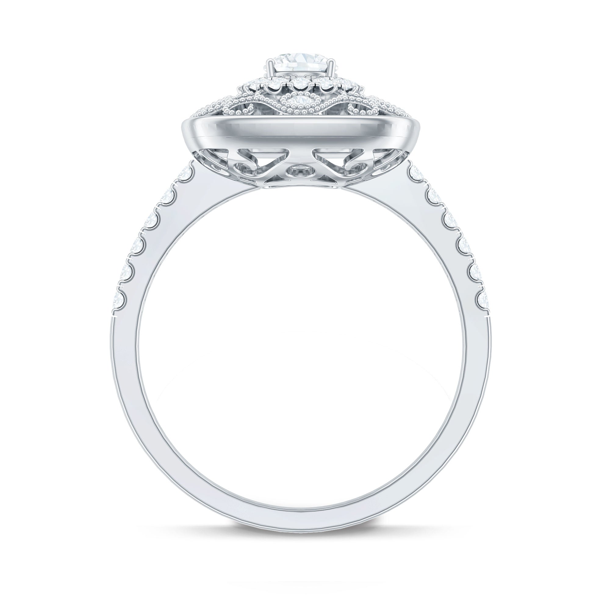 Moissanite Statement Engagement Ring with Milgrain Detailing