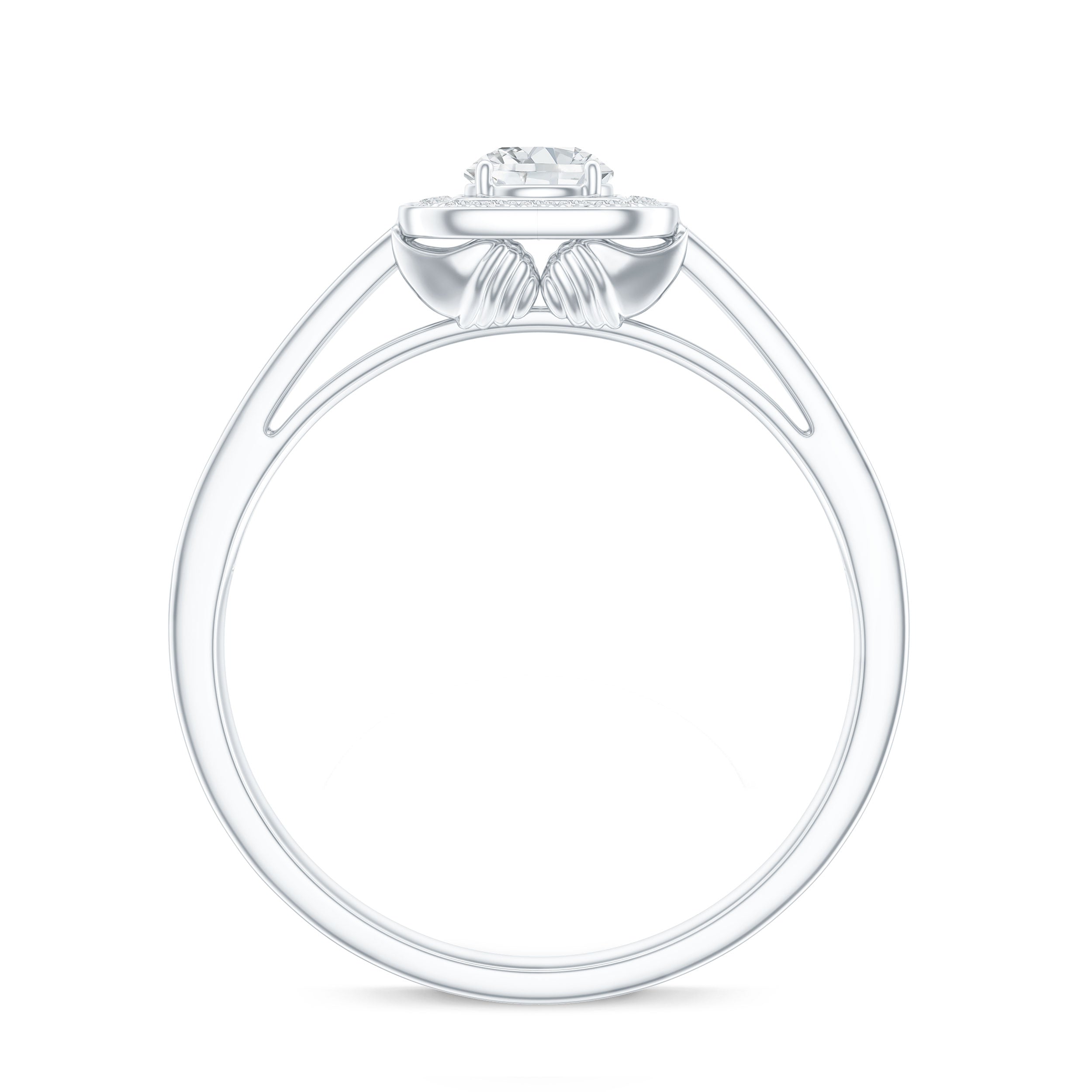 Moissanite Round Halo Engagement Ring with Certificate