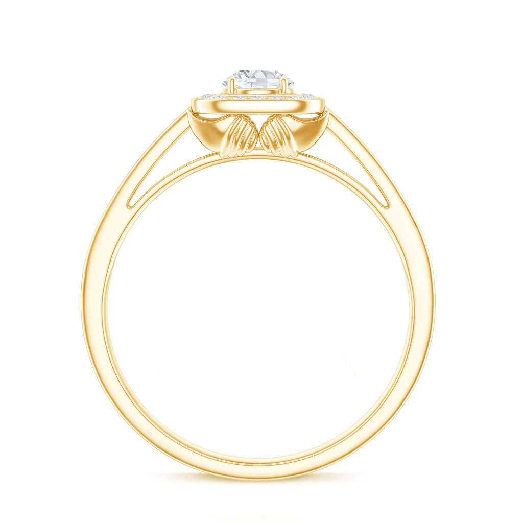 Moissanite Round Halo Engagement Ring with Certificate