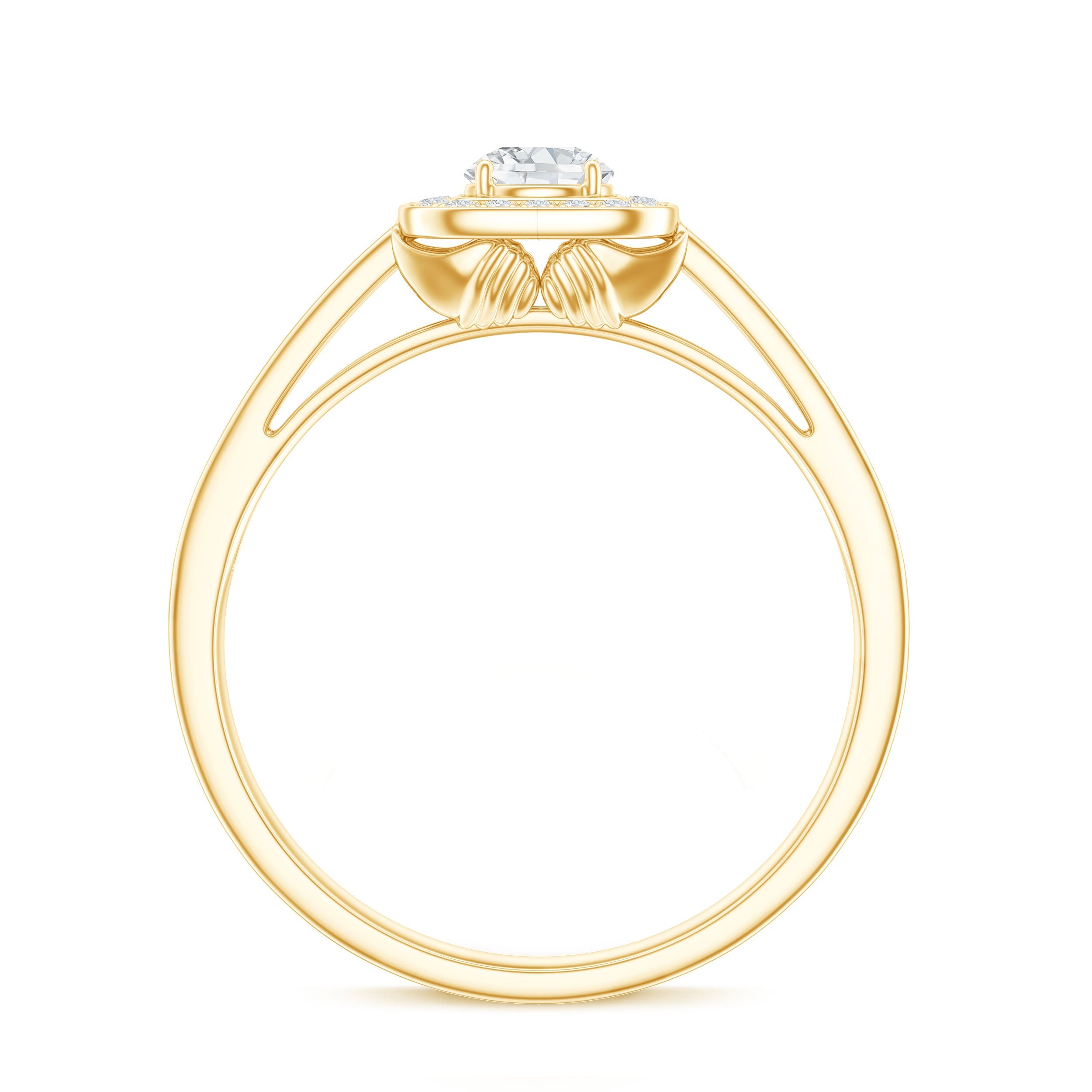Moissanite Round Halo Engagement Ring with Certificate