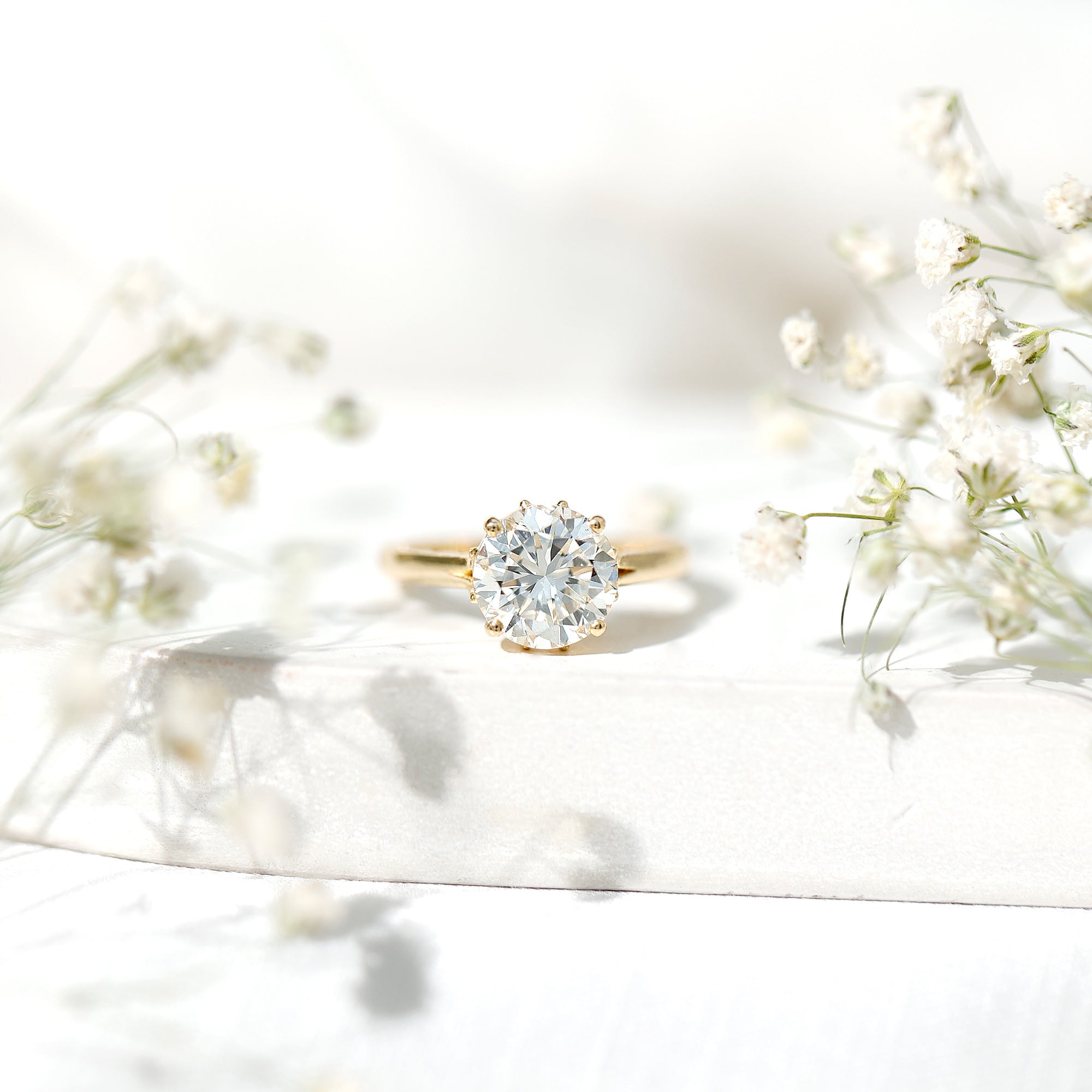 2 Carat Round Cut Moissanite Engagement Ring with Milgrain Detailing