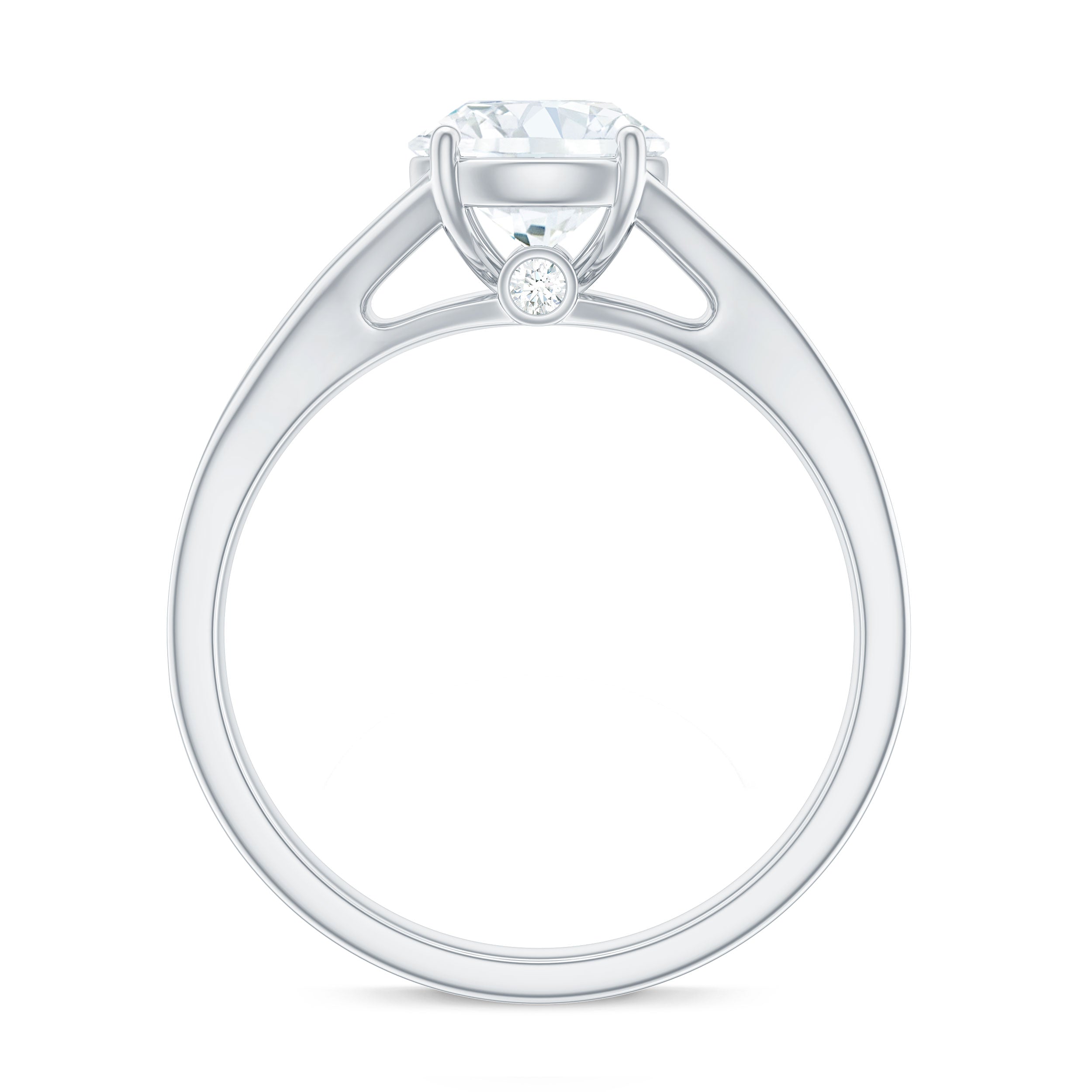 Round Moissanite Solitaire Engagement Ring with Split Shank