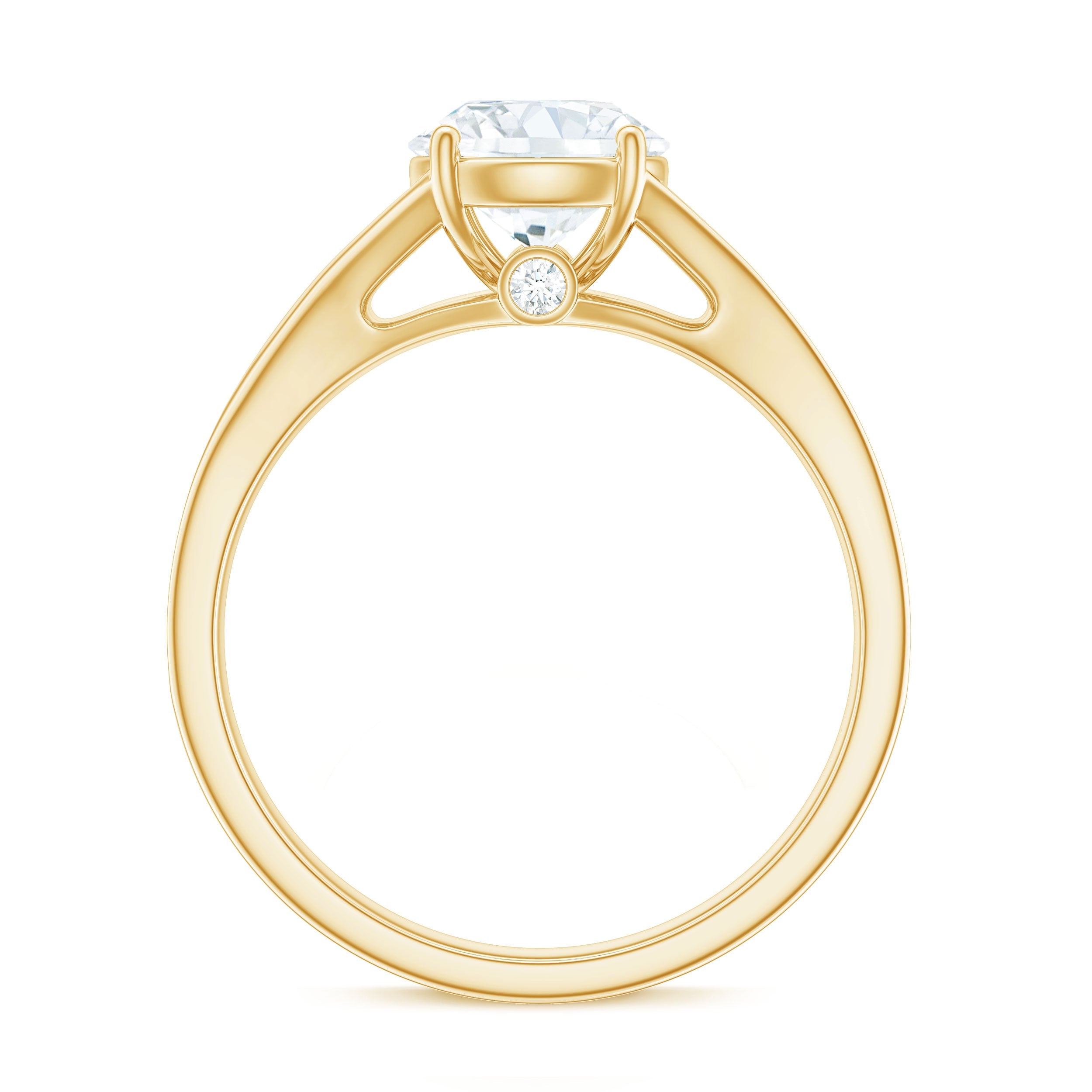 Round Moissanite Solitaire Engagement Ring with Split Shank