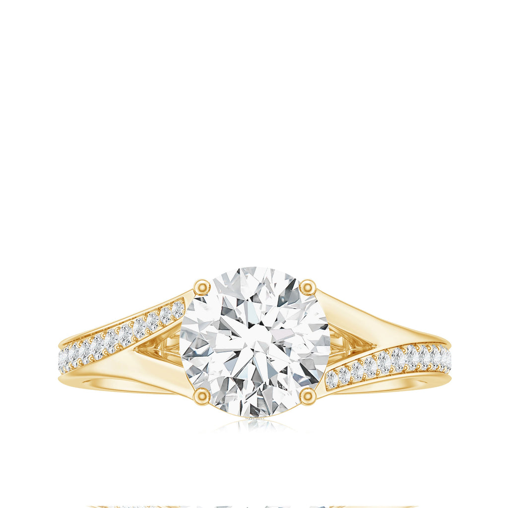 Round Moissanite Solitaire Engagement Ring with Split Shank
