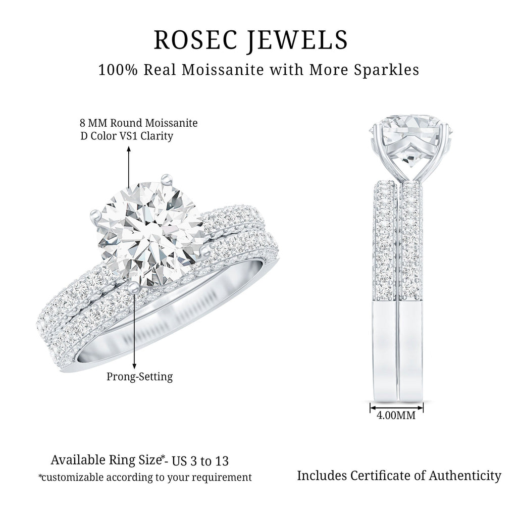 2 Carat Moissanite Engagement Ring with Wedding Band