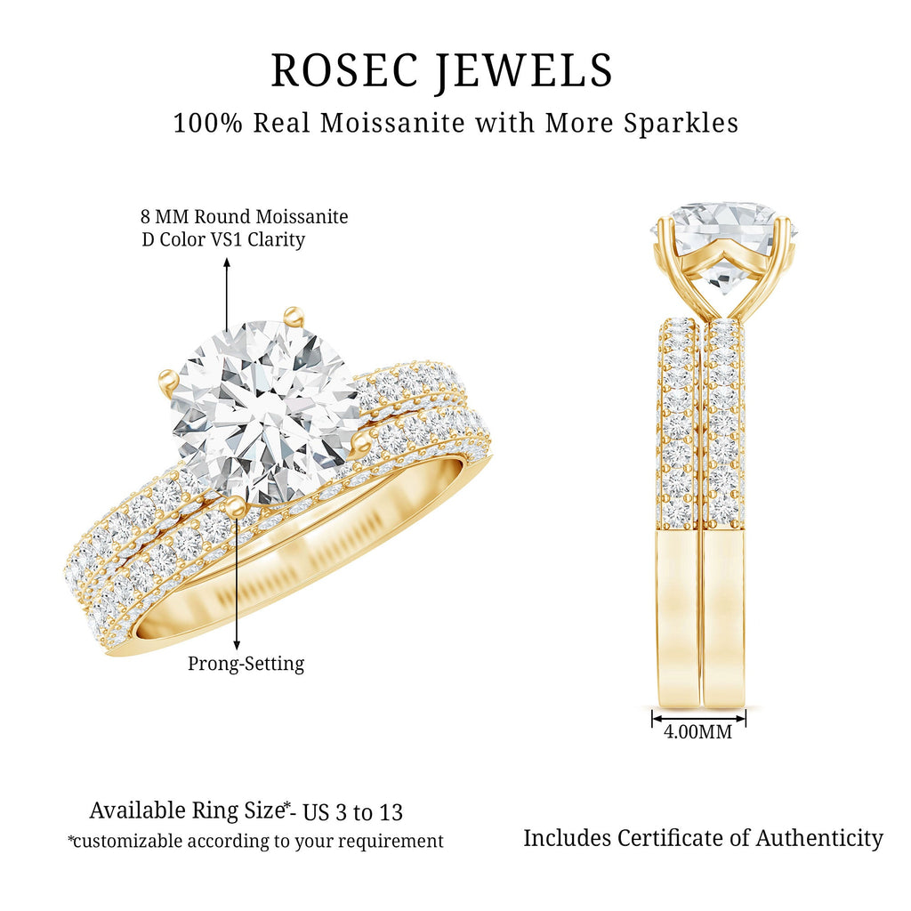 2 Carat Moissanite Engagement Ring with Wedding Band