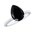 4.8 Carat Lab Grown Black Diamond Pear Shaped Engagement Ring With Surprise White Diamond