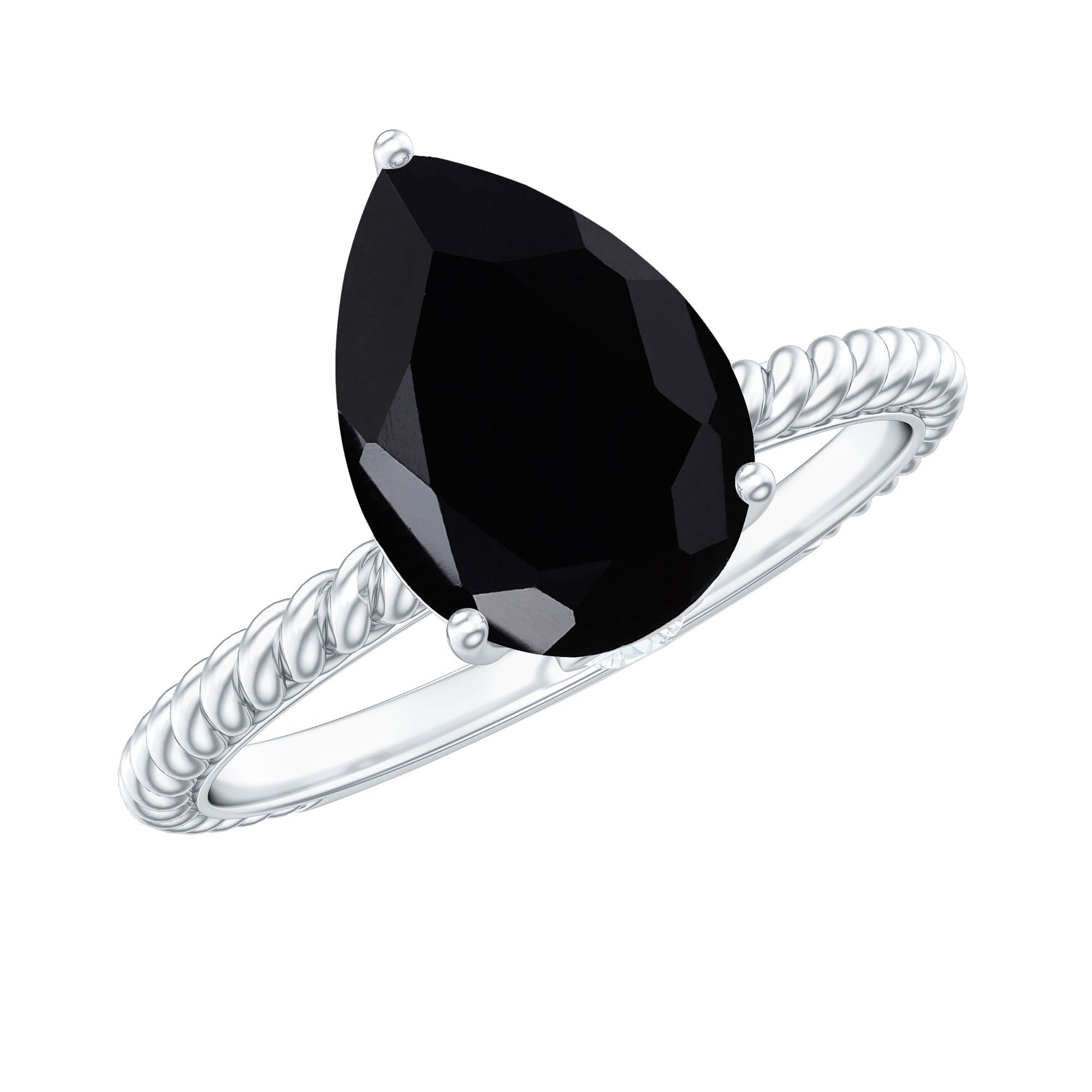4.8 Carat Lab Grown Black Diamond Pear Shaped Engagement Ring With Surprise White Diamond
