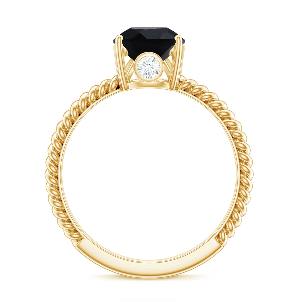 4.8 Carat Lab Grown Black Diamond Pear Shaped Engagement Ring With Surprise White Diamond