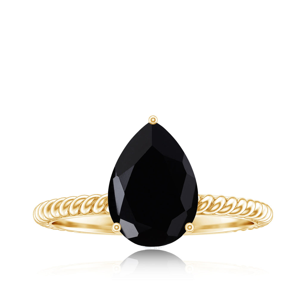 4.8 Carat Lab Grown Black Diamond Pear Shaped Engagement Ring With Surprise White Diamond