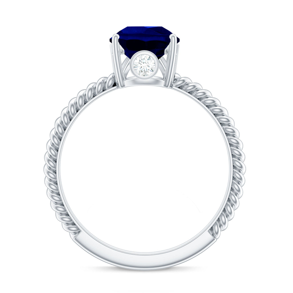 Certified 3.3 Carat Lab Grown Blue Sapphire Pear Shaped Engagement Ring