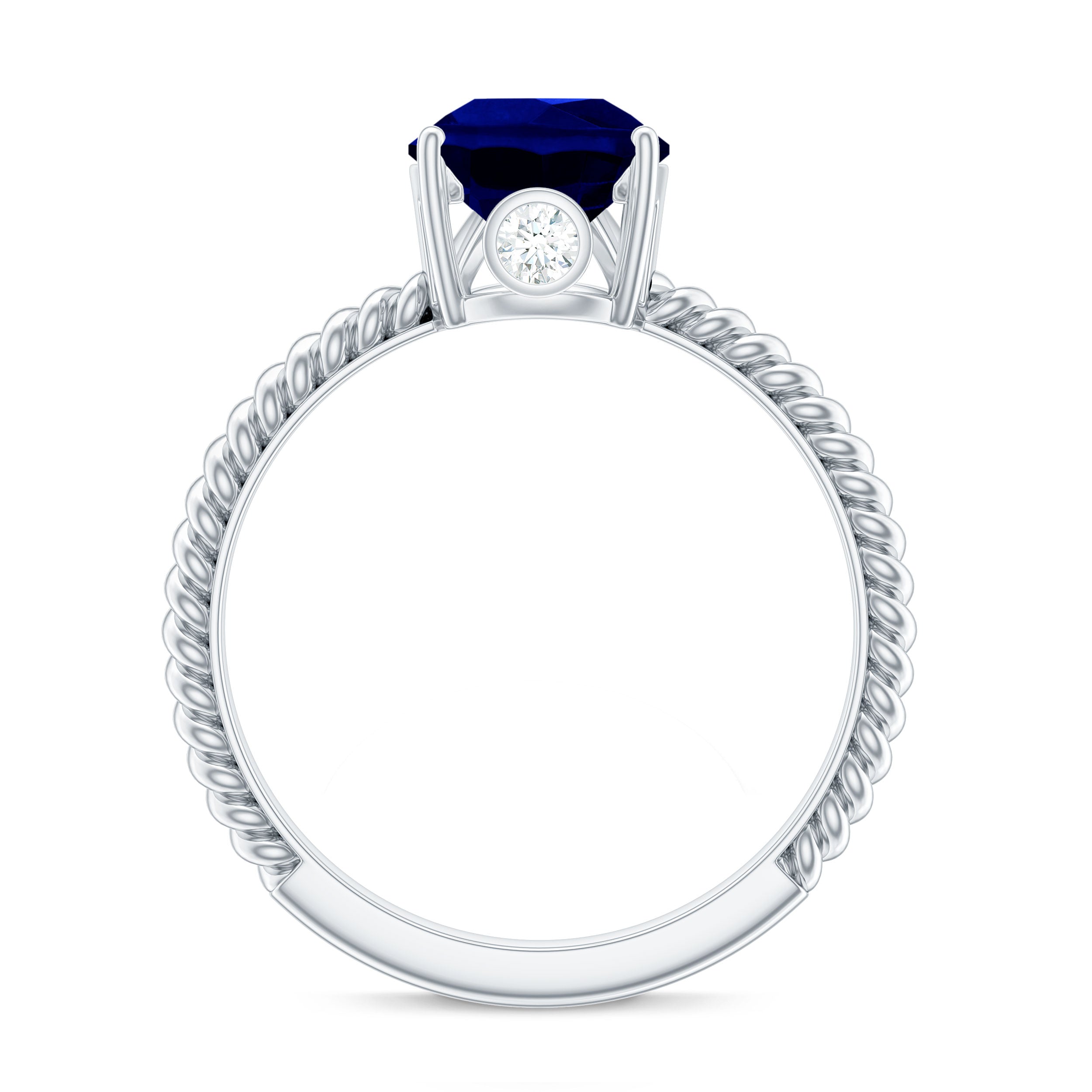 Certified 3.3 Carat Lab Grown Blue Sapphire Pear Shaped Engagement Ring