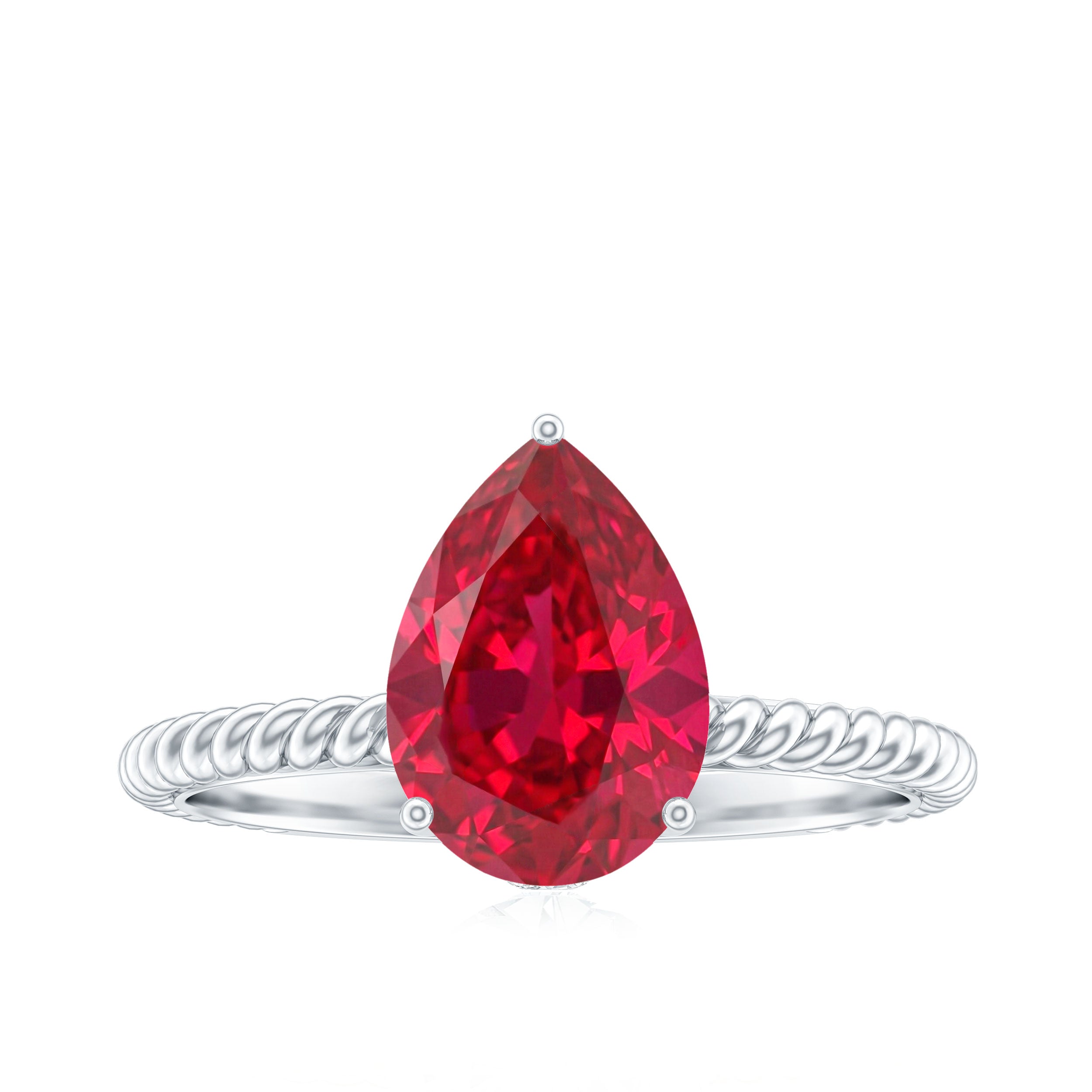 2.9 Carat Lab Created Ruby Teardrop Engagement Ring With Surprise Diamonds