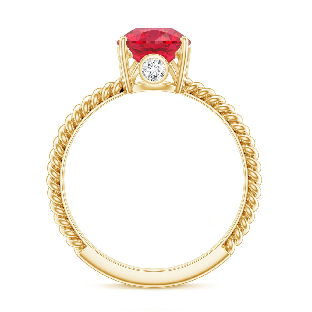 2.9 Carat Lab Created Ruby Teardrop Engagement Ring With Surprise Diamonds