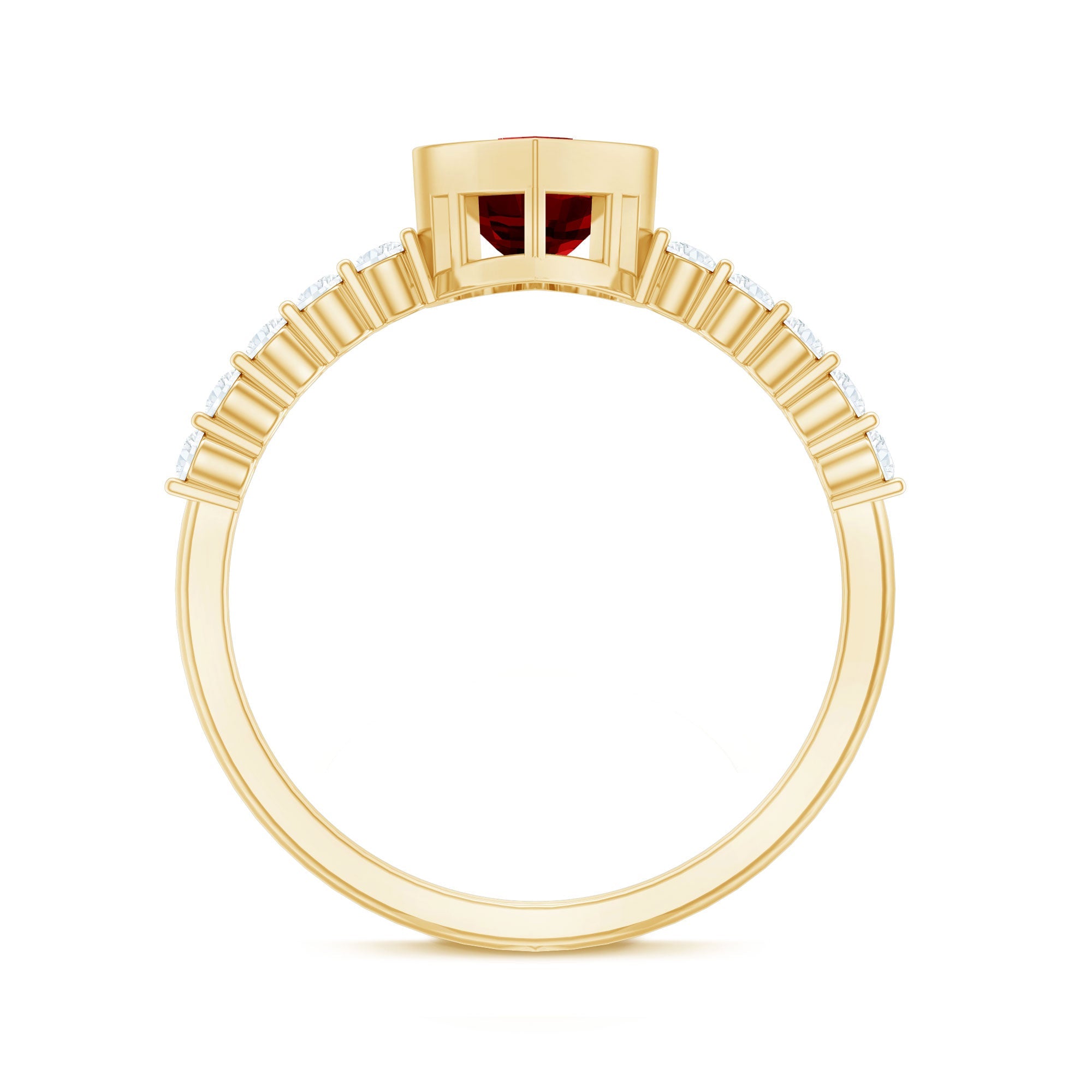 0.9 Carat Heart Shape Created Ruby Engagement Ring with Diamond