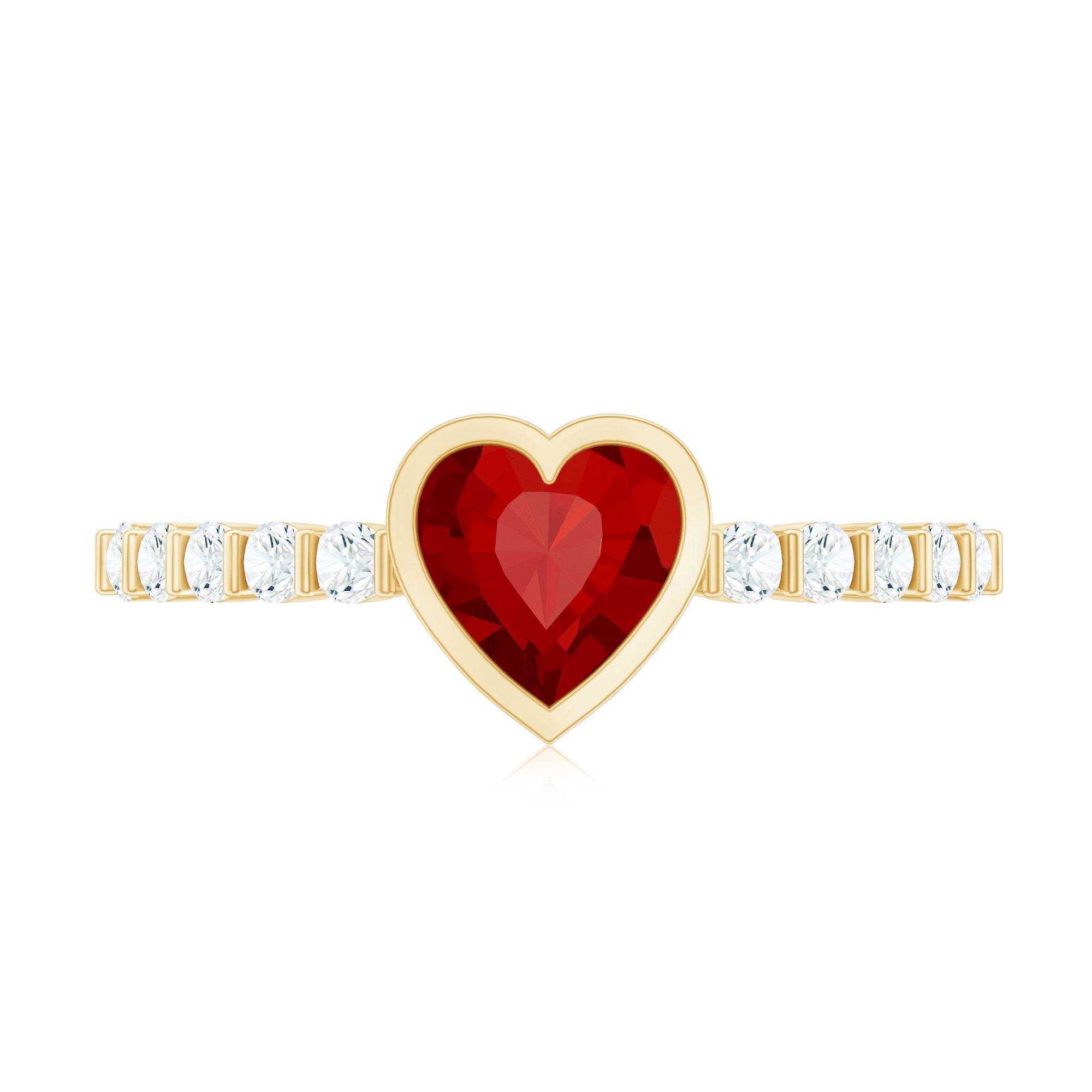 0.9 Carat Heart Shape Created Ruby Engagement Ring with Diamond
