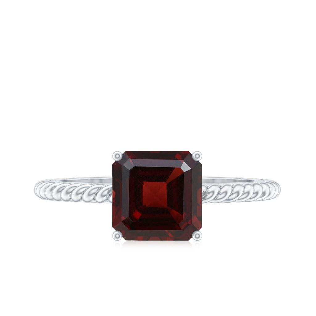 3.3 Carat Natural Garnet Asscher Cut Engagement Ring with Twisted Rope
