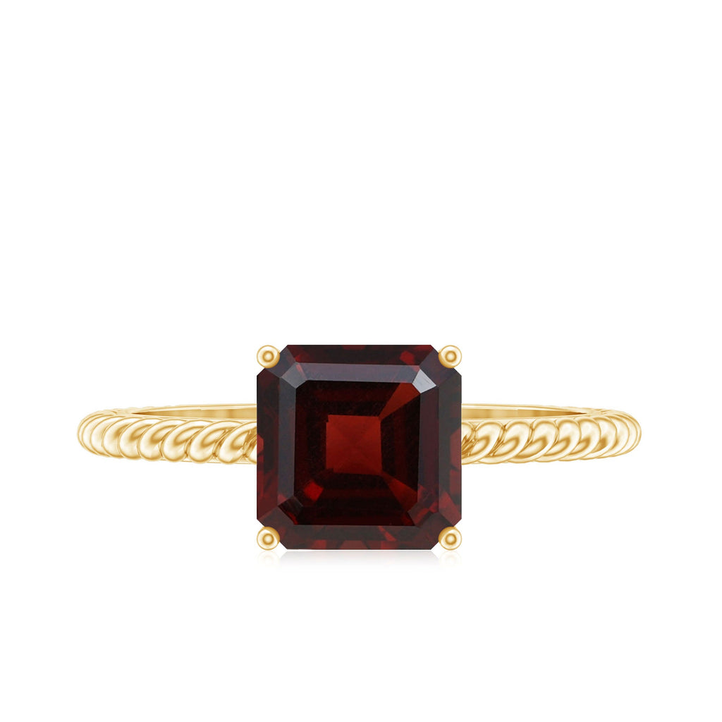 3.3 Carat Natural Garnet Asscher Cut Engagement Ring with Twisted Rope