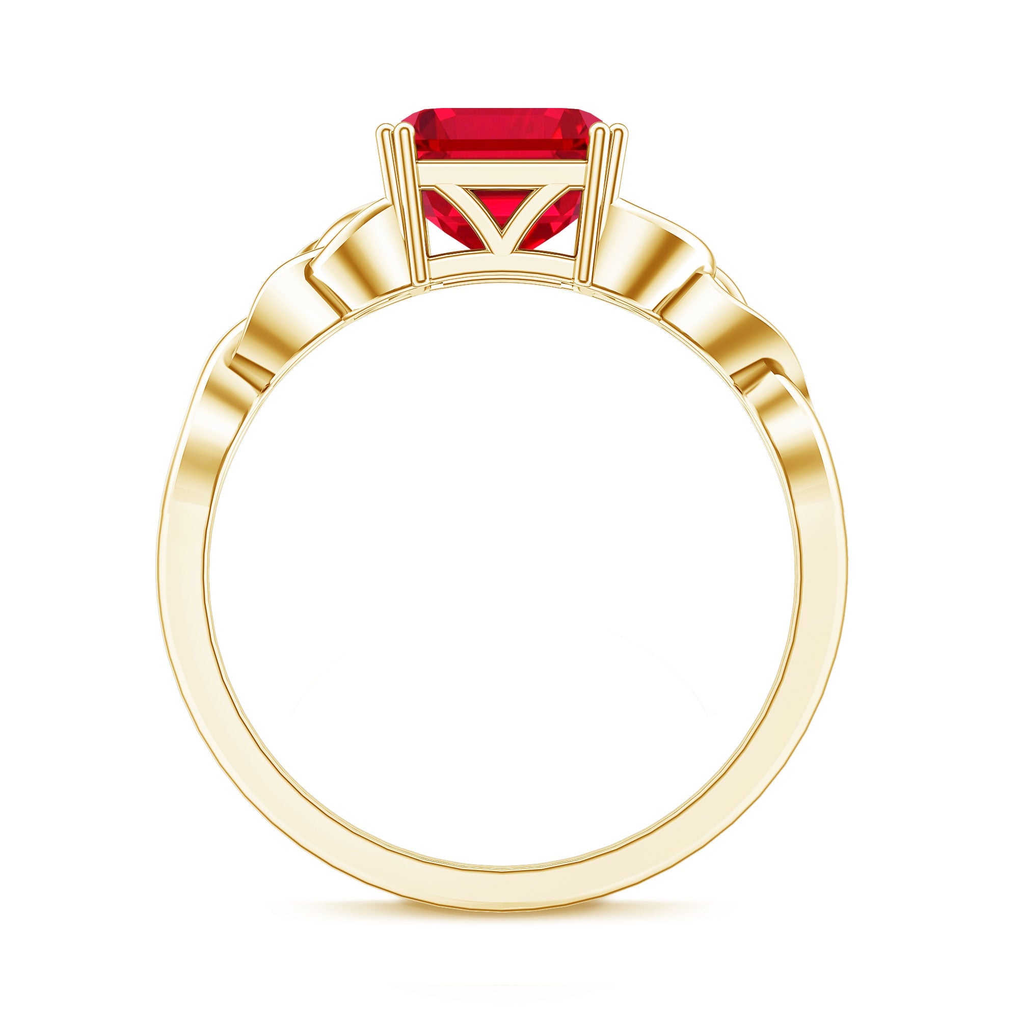 Certified 4.8 Carat Lab Grown Ruby Asscher Cut Engagement Ring with Celtic Knot