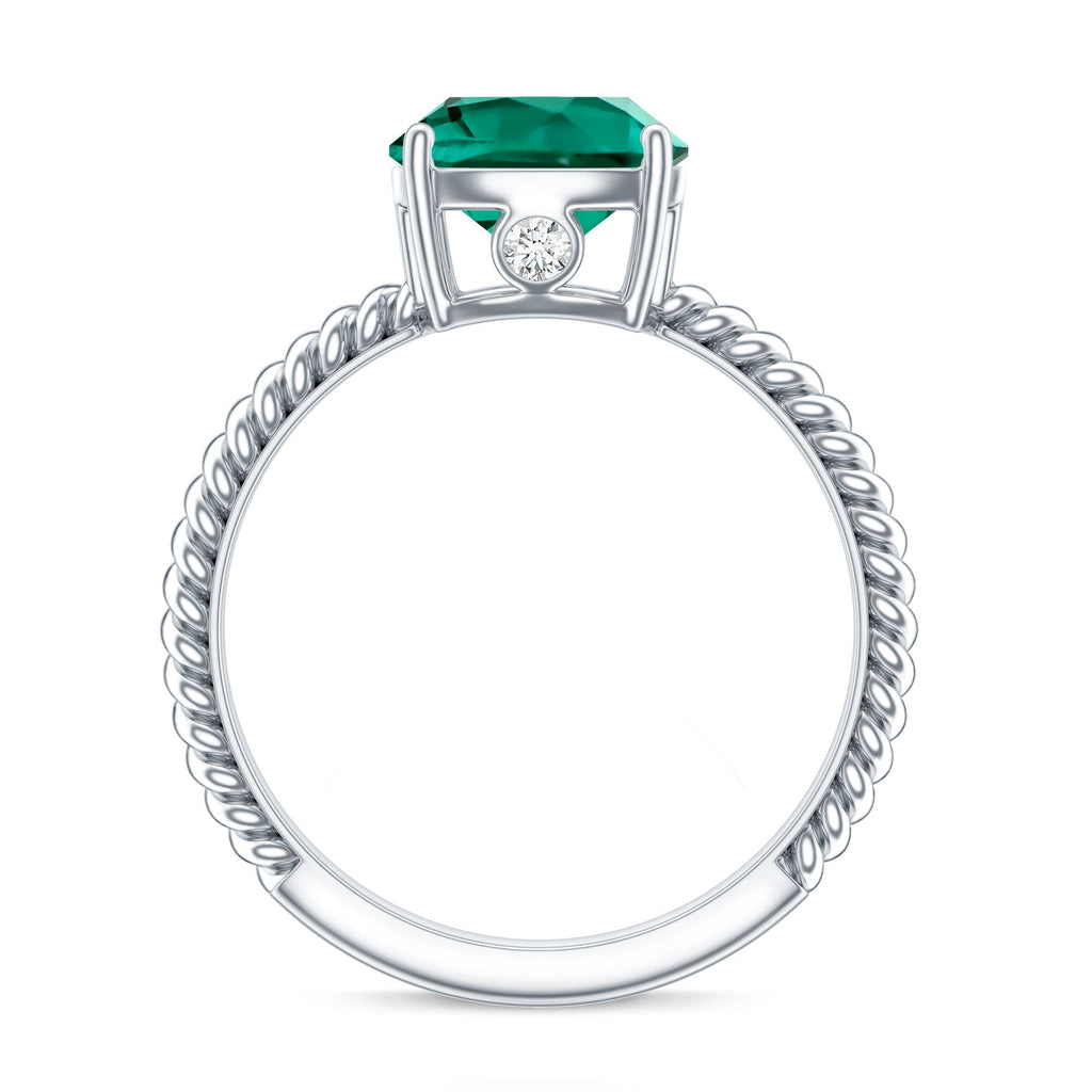 Certified 2 Carat Cushion Cut Lab Grown Emerald Ring for Engagement