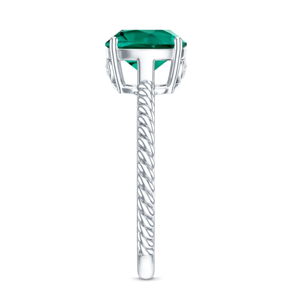 Certified 2 Carat Cushion Cut Lab Grown Emerald Ring for Engagement