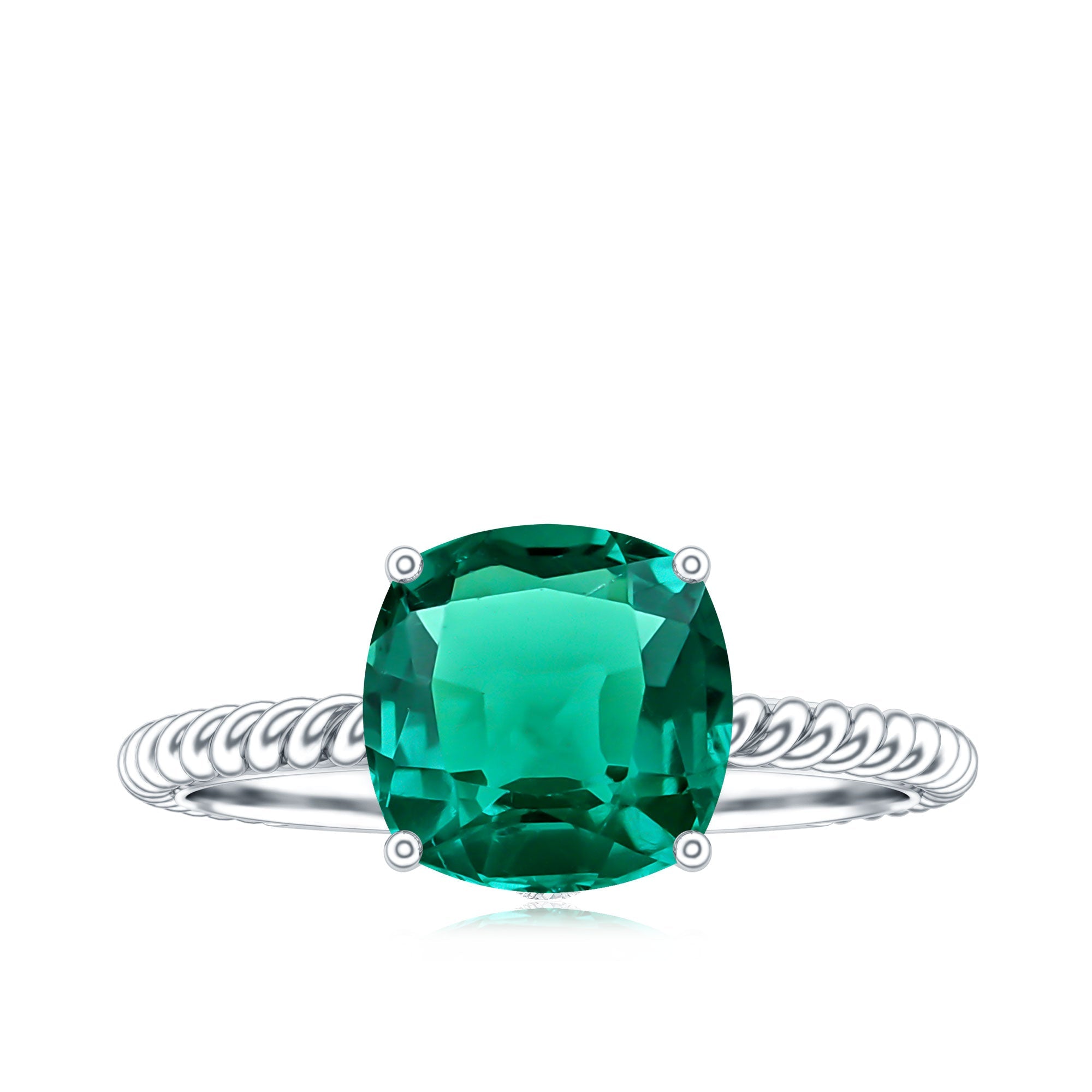 Certified 2 Carat Cushion Cut Lab Grown Emerald Ring for Engagement