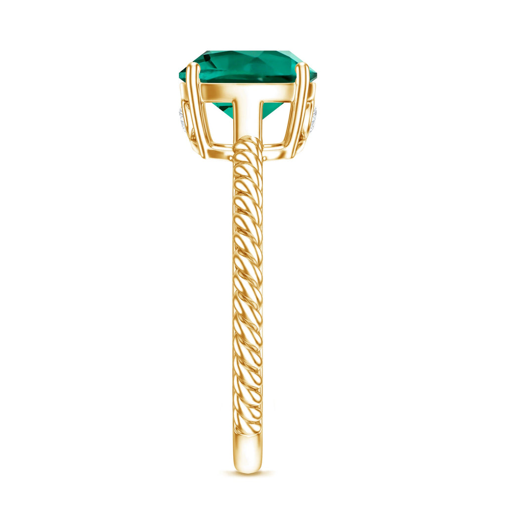 Certified 2 Carat Cushion Cut Lab Grown Emerald Ring for Engagement