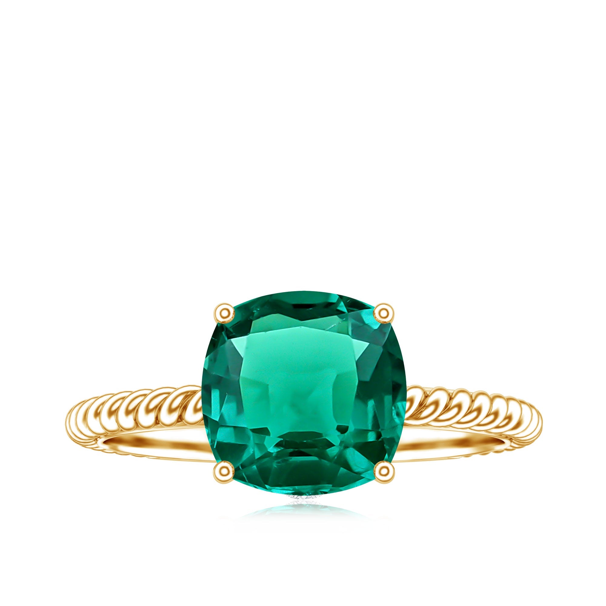 Certified 2 Carat Cushion Cut Lab Grown Emerald Ring for Engagement