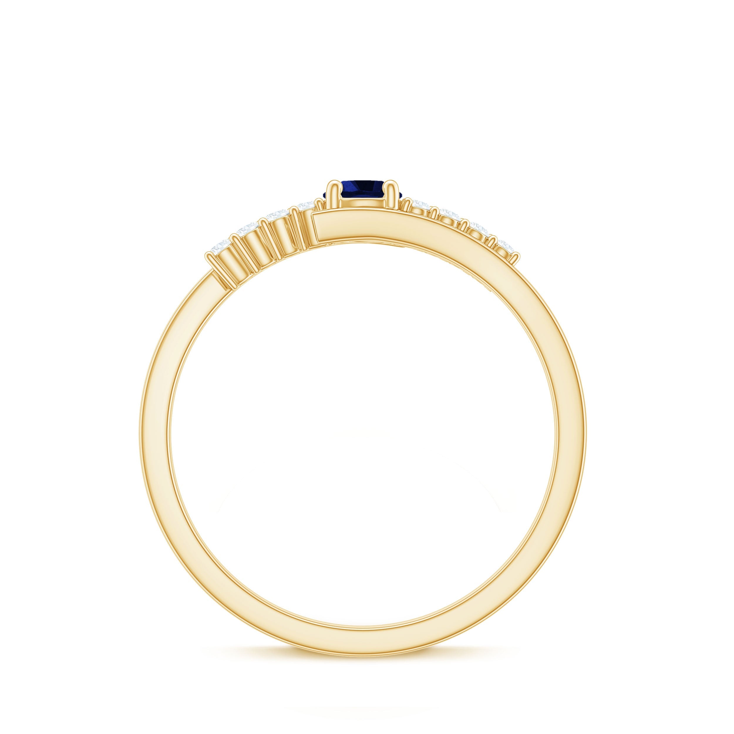 Certified 0.6 Ct Lab Grown Blue Sapphire Promise Ring with Diamond