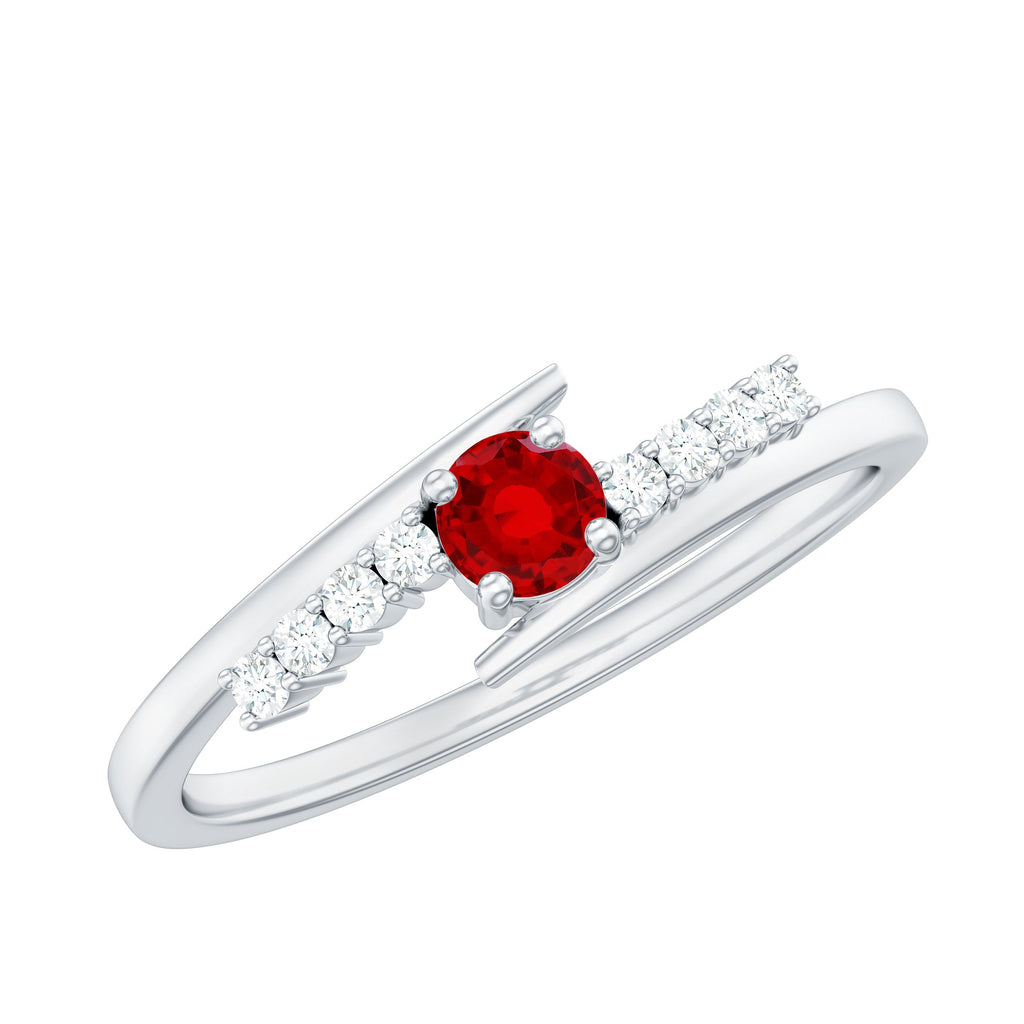 Lab Created Ruby and Diamond Promise Ring in Bypass Shank