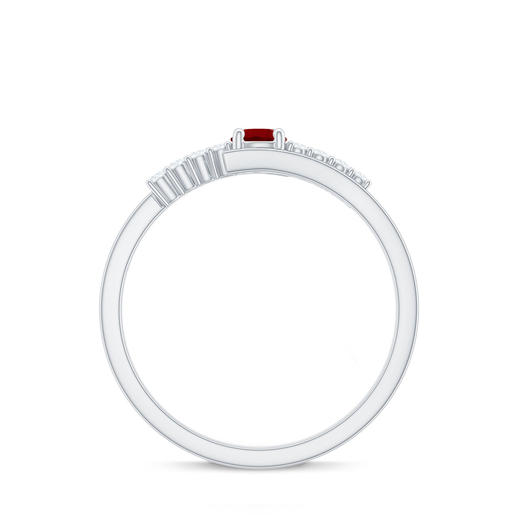 Lab Created Ruby and Diamond Promise Ring in Bypass Shank