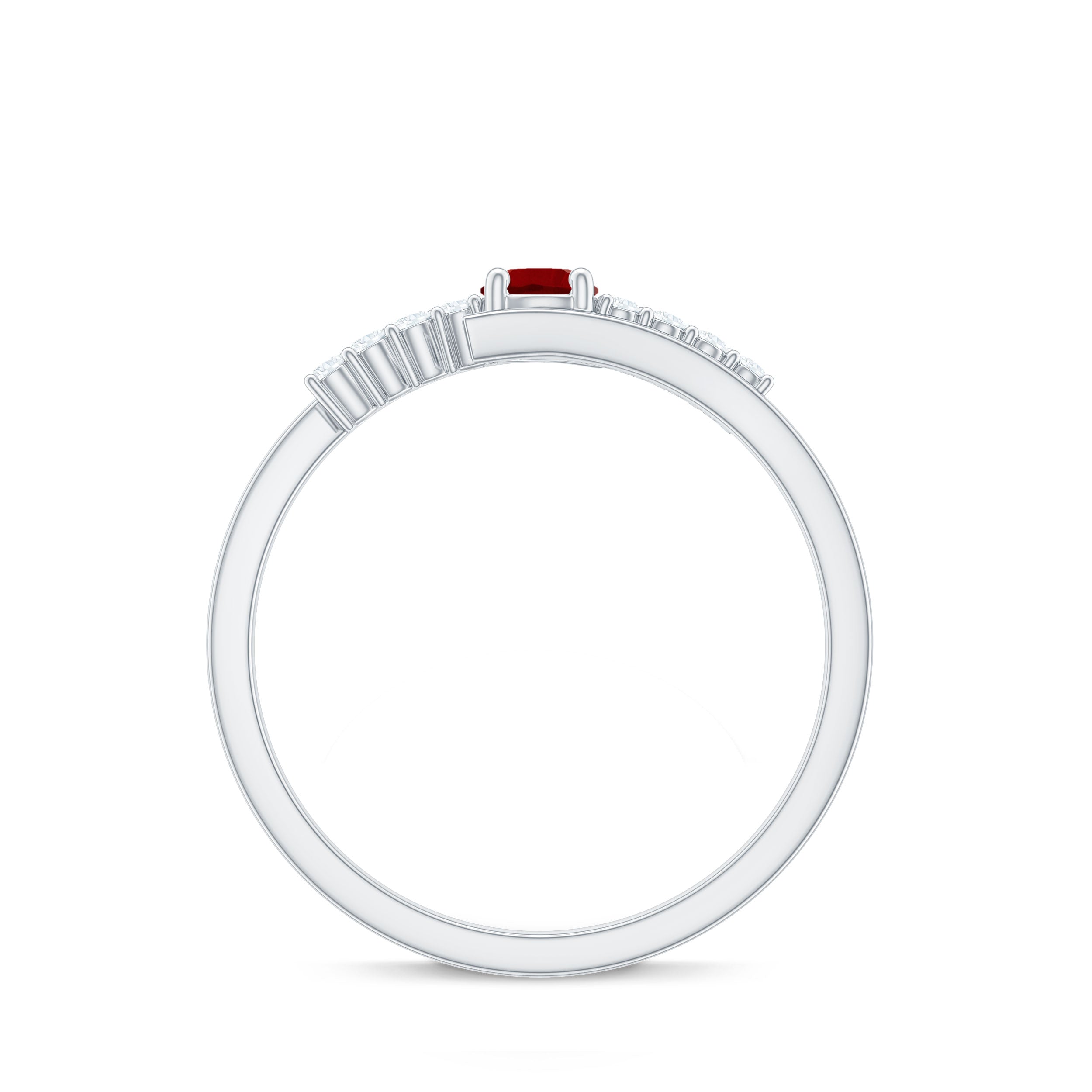 Lab Created Ruby and Diamond Promise Ring in Bypass Shank