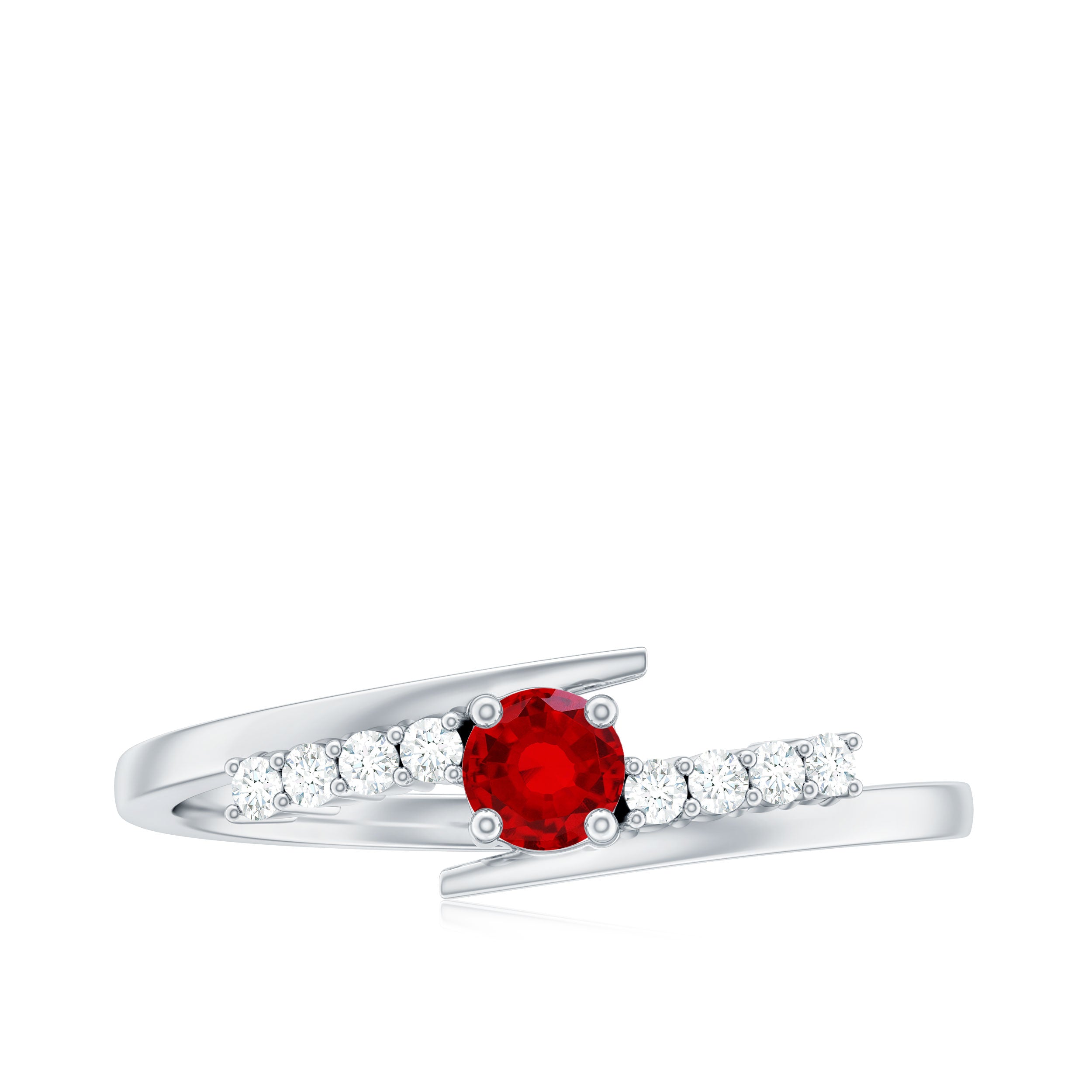 Lab Created Ruby and Diamond Promise Ring in Bypass Shank