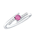 Minimal Pink Tourmaline and Diamond Bypass Promise Ring