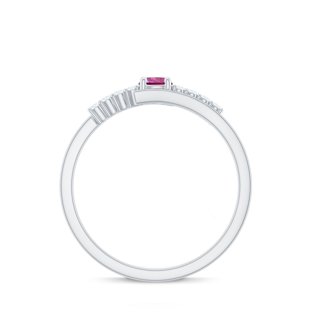 Minimal Pink Tourmaline and Diamond Bypass Promise Ring