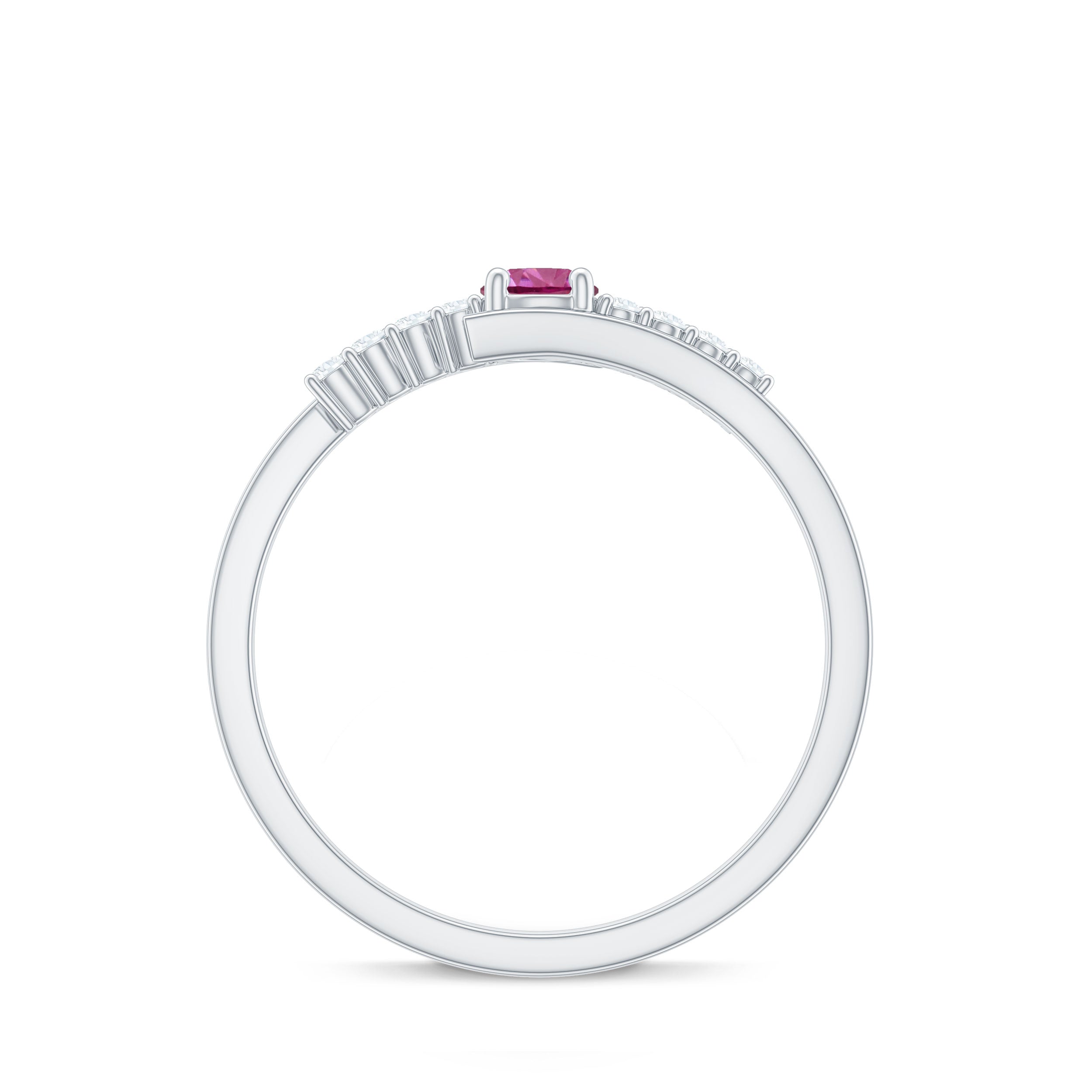 Minimal Pink Tourmaline and Diamond Bypass Promise Ring
