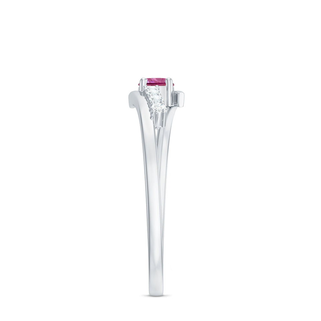 Minimal Pink Tourmaline and Diamond Bypass Promise Ring