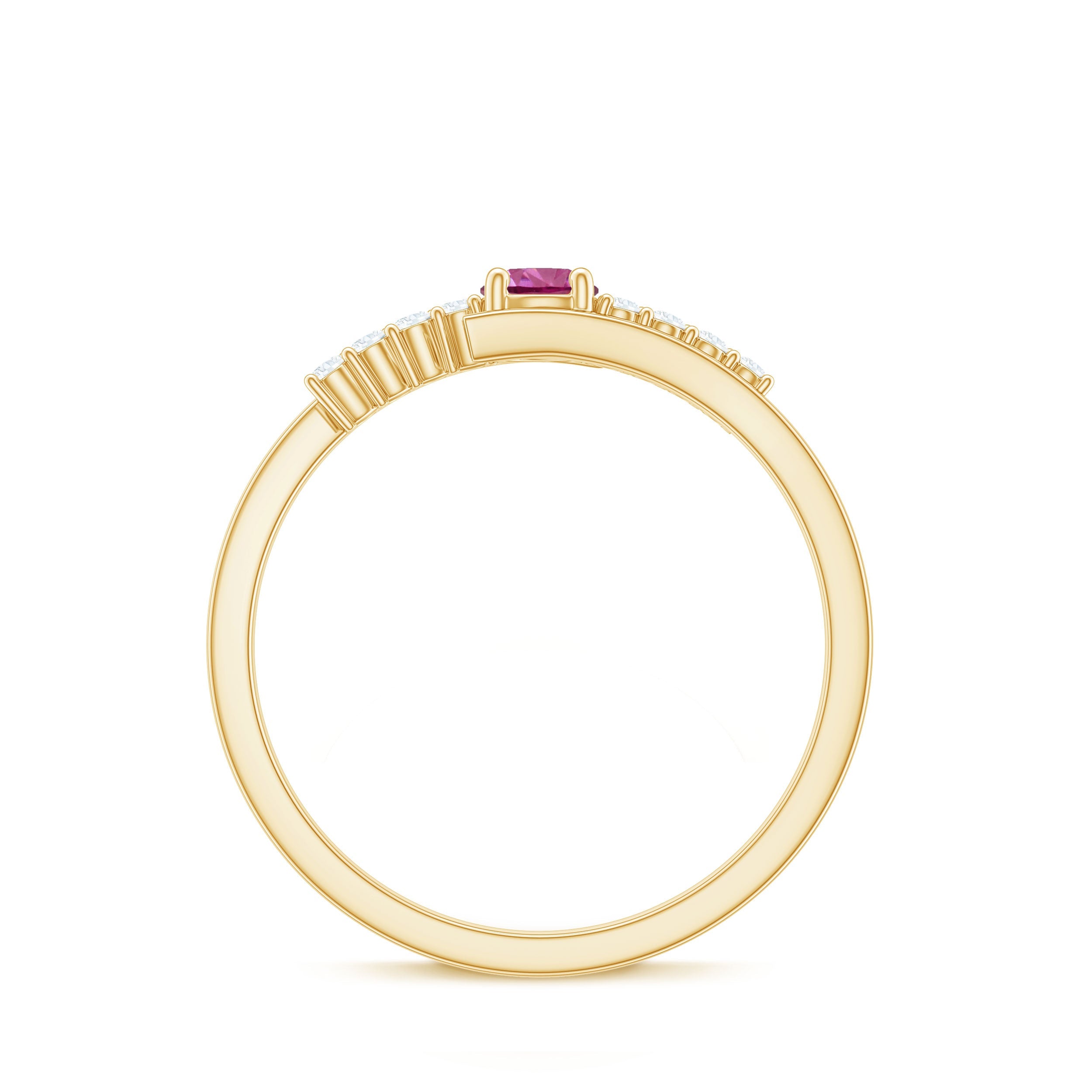 Minimal Pink Tourmaline and Diamond Bypass Promise Ring