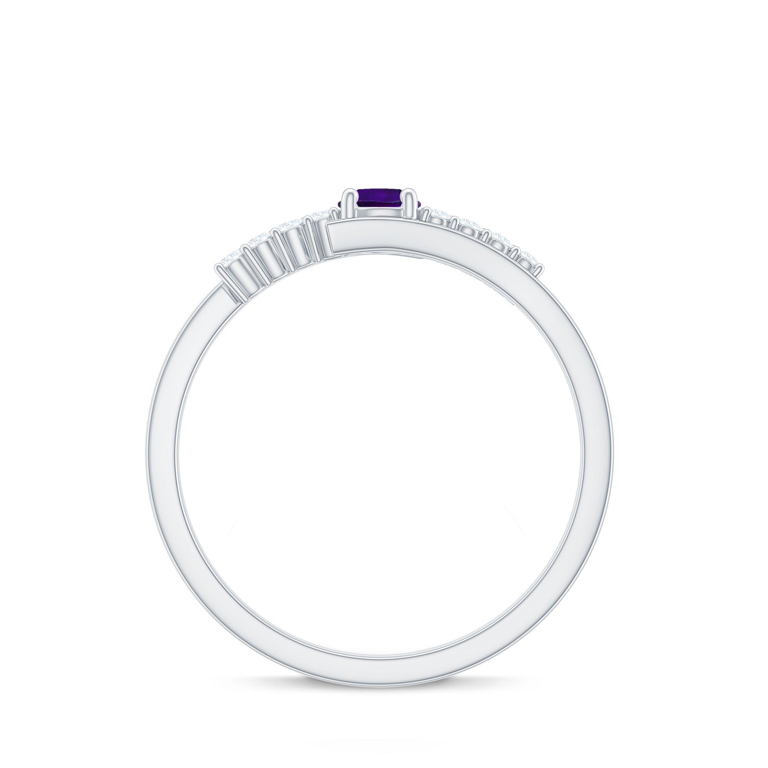 Real Amethyst and Diamond Bypass Promise Ring with Certificate