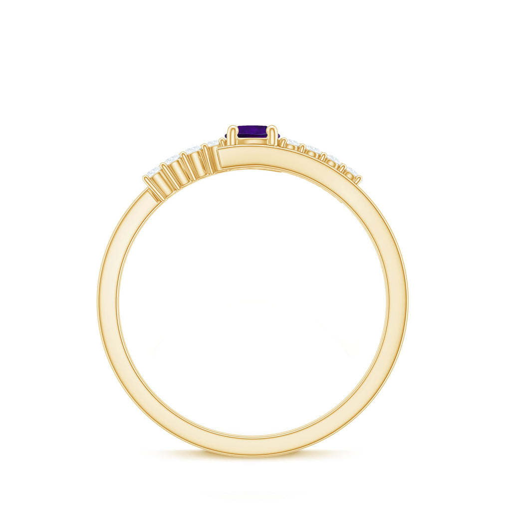 Real Amethyst and Diamond Bypass Promise Ring with Certificate