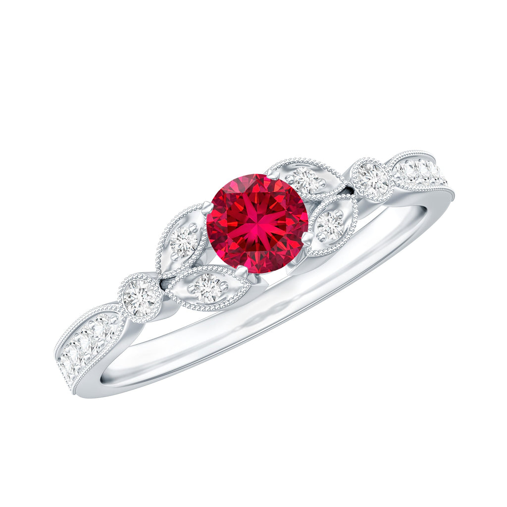 Lab-Lab Grown Ruby and Diamond Minimal Promise Ring