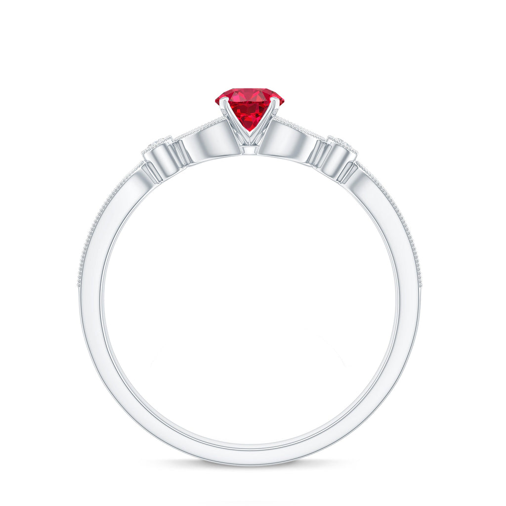 Lab-Lab Grown Ruby and Diamond Minimal Promise Ring