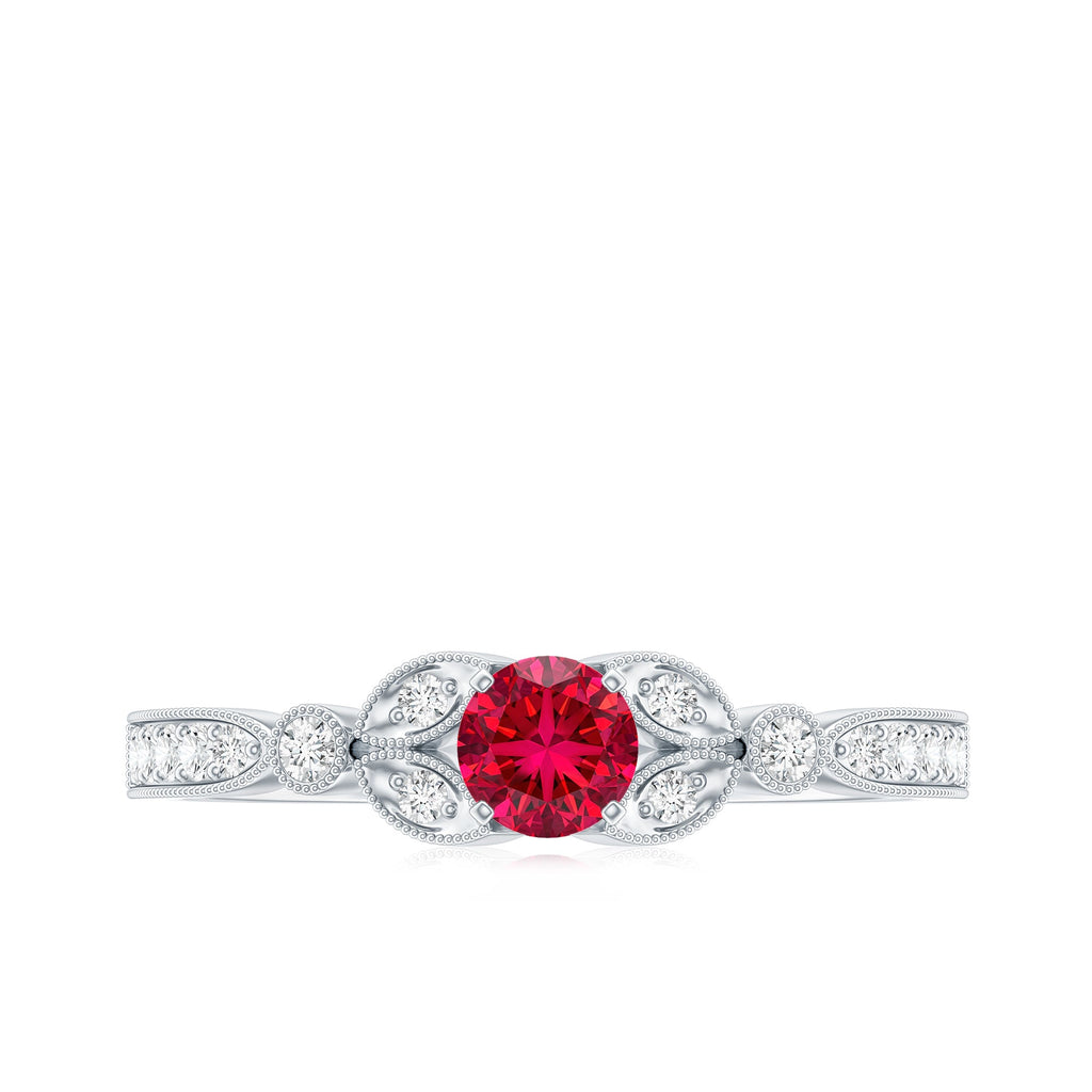 Lab-Lab Grown Ruby and Diamond Minimal Promise Ring