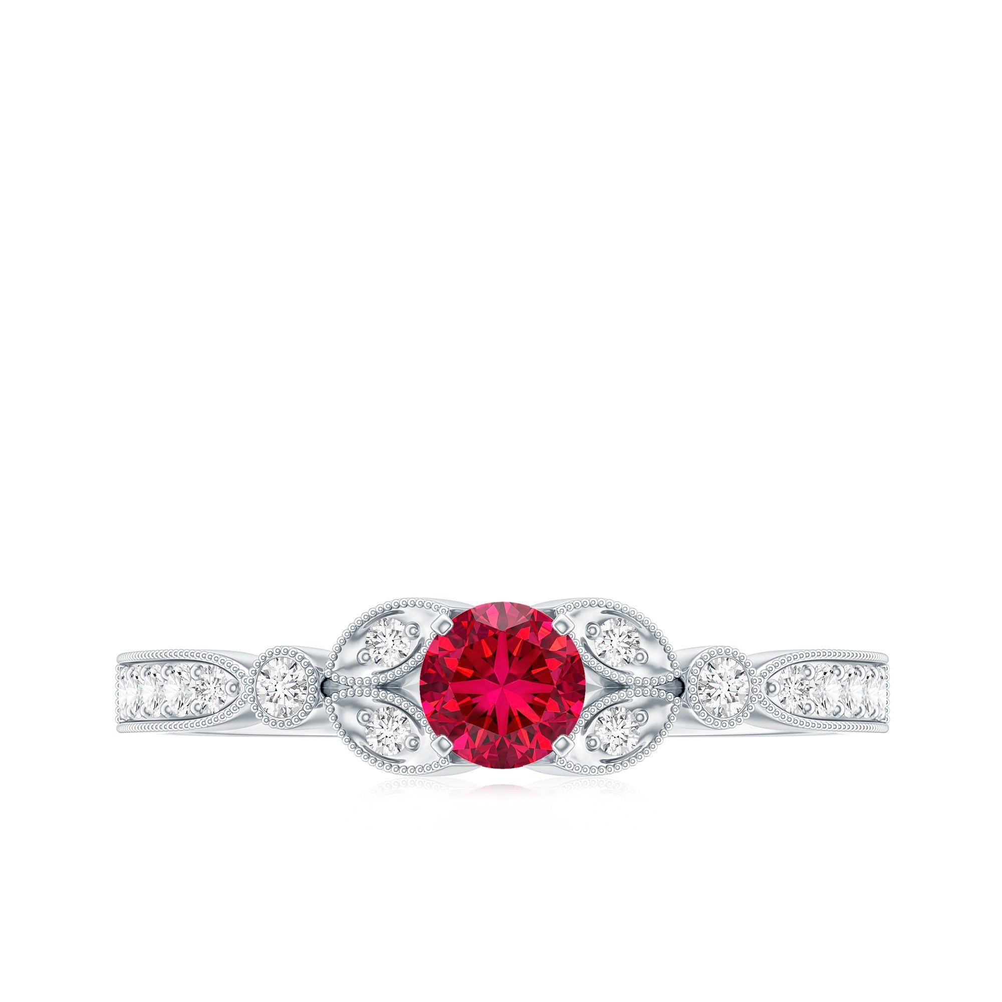 Lab-Lab Grown Ruby and Diamond Minimal Promise Ring
