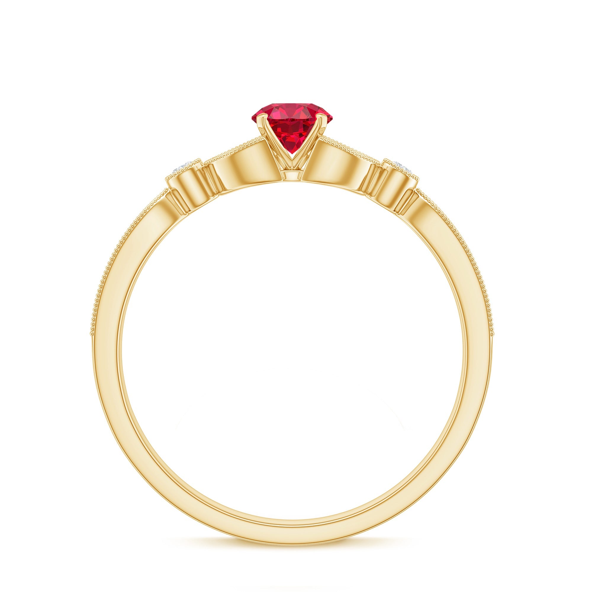 Lab-Lab Grown Ruby and Diamond Minimal Promise Ring