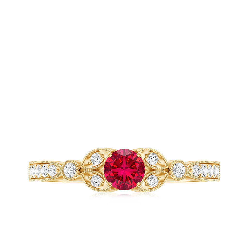 Lab-Lab Grown Ruby and Diamond Minimal Promise Ring